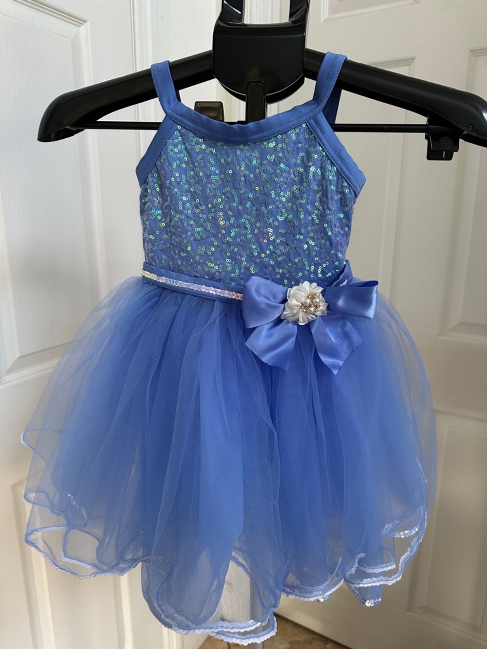 Weismann Girl’s Blue Sequined Stacked Hem Tutu Dress Dance Costume Size SC